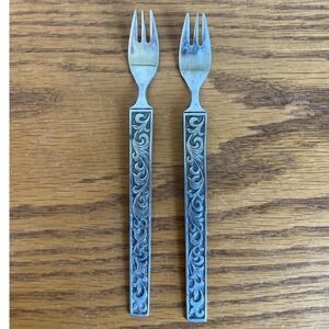 Vintage Riviera Monterey Stainless Seafood Cocktail Fork Japan Set of 2